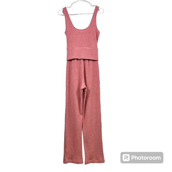 Ribbed Knit SAYLOR Womens XS Molly Tie Waist Straight Leg Jumpsuit Lounge Casual - Picture 7 of 13